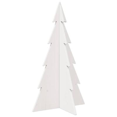 Kerstdecoratie kerstboom 80 cm massief grenenhout wit - thumbnail