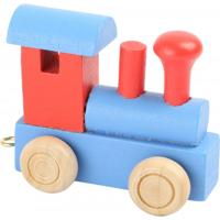 Small Foot - houten lettertrein locomotief rood/blauw - thumbnail