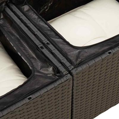 6-delige Loungeset met kussens poly rattan acacia zwart - thumbnail
