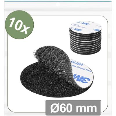Quadrios 25CA663 Klittenband punten Om vast te plakken Haak- en lusdeel (Ø) 60 mm Zwart 10 stuk(s)