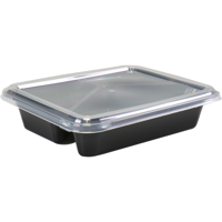 Depa Bak | PP | 3-vaks | incl. Deksel | menubak | 227x178x49mm | zwart/transparant | 250 stuks - thumbnail