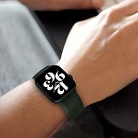 By Qubix - Elastische Solo Loop bandje - Groen - Compatible met Apple Watch 38mm / 40mm / 41mm / 42mm - Compatible Apple watch bandjes - thumbnail