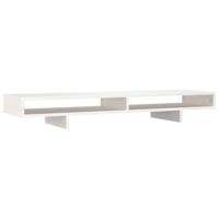VidaXL Monitorstandaard 100x27x14 cm massief grenenhout wit - thumbnail