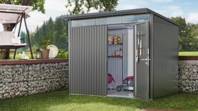 Biohort AvantGarde ECO A7 metalen berging 260x260x218 cm met enkele deur- Lessenaarsdak- Metaal- Biohort