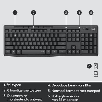 Logitech MK295 Silent desktop zwart