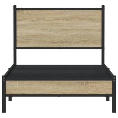 Bedframe met hoofdbord metaal sonoma eikenkleurig 80x200 cm