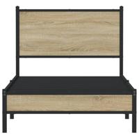 Bedframe met hoofdbord metaal sonoma eikenkleurig 80x200 cm - thumbnail