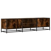 Tv-meubel 160x35x41 cm bewerkt hout metaal gerookt eikenkleur - thumbnail