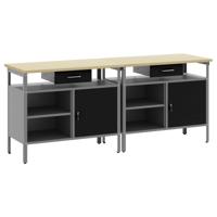 Werkbankset met lade 2 pcs Zwart en Grijs 200 x 55 x 85 cm - thumbnail