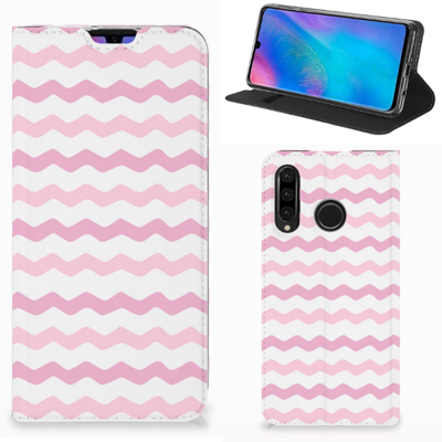 Huawei P30 Lite New Edition | Hoesje met Magneet | Waves Roze Huawei P30 Lite New Edition | Hoesje met Magneet | Waves Roze