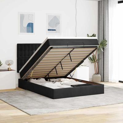 Ottoman bed met matrassen en LED's 140x190cm fluweel zwart