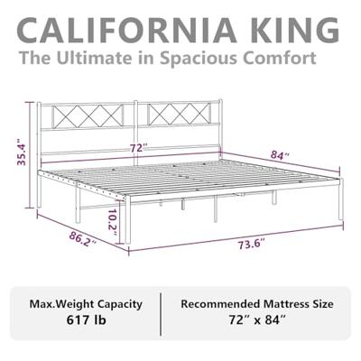 Bedframe met hoofdbord metaal zwart 183x213 cm