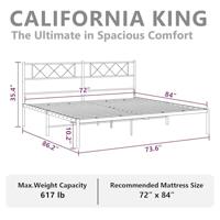 Bedframe met hoofdbord metaal zwart 183x213 cm - thumbnail