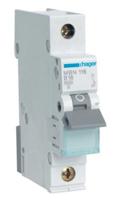 Hager MBN116 MBN116 Zekeringautomaat 1-polig 16 A Hager MBN116 MBN116 Zekeringautomaat 1-polig 16 A