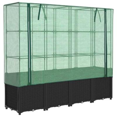 Verhoogde plantenbak met kashoes rotanlook 160x40x153 cm Verhoogde plantenbak met kashoes rotanlook 160x40x153 cm