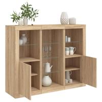 Dressoirs met LED-verlichting 3 st bewerkt hout sonoma eiken - thumbnail