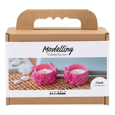 Creativ Company Mini hobbyset boetseren theelichthouders roze