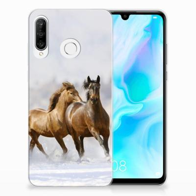 Huawei P30 Lite | TPU Hoesje | Paarden