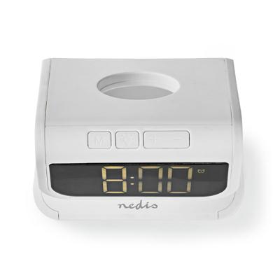 Wekker | Draadloze Lader | Qi-gecertificeerd | Meerkleurige Nachtlamp | Wit