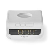 Wekker | Draadloze Lader | Qi-gecertificeerd | Meerkleurige Nachtlamp | Wit - thumbnail