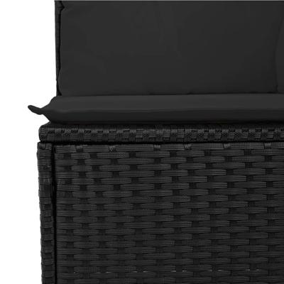 5-delige Loungeset met kussens poly rattan zwart - thumbnail