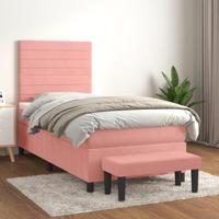 Boxspring met matras fluweel roze 90x200 cm - thumbnail