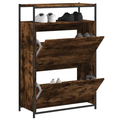 Schoenenkast 75x34x112 cm bewerkt hout gerookt eikenkleurig Schoenenkast 75x34x112 cm bewerkt hout gerookt eikenkleurig
