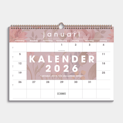 A3 Maandkalender 2026 Vintage Rozen