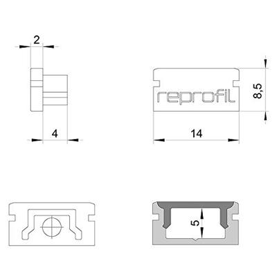 Deko Light 978000 P-AU-01-08 Eindkappen-set Kunststof (b x h x d) 6 x 8.50 x 14 mm 1 stuk(s)