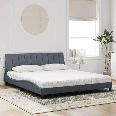 Bed met matras "Hanko" fluweel donkergrijs 200x200 cm
