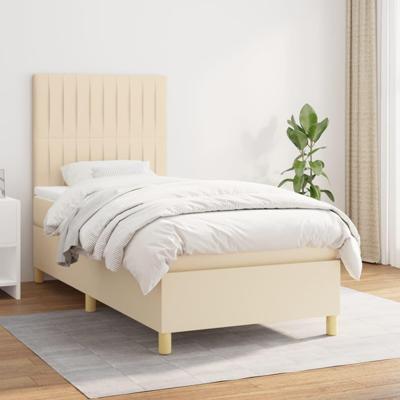Boxspring met matras stof crèmekleurig 90x200 cm