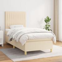 Boxspring met matras stof crèmekleurig 90x200 cm - thumbnail