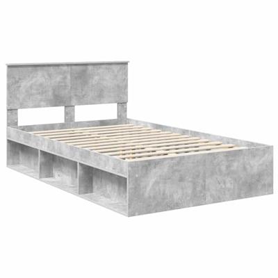Bedframe met hoofdeinde Beton 120 x 190 cm Massief grenenhout