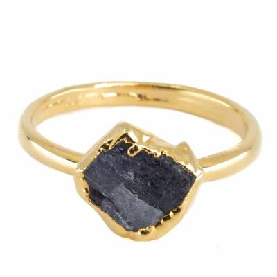 Geboortesteen Ring Ruwe Tanzaniet December - 925 Zilver Verguld