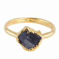 Geboortesteen Ring Ruwe Tanzaniet December - 925 Zilver Verguld - thumbnail