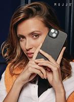 Mujjo Leather Case met MagSafe iPhone 14 / 15 Plus zwart - thumbnail