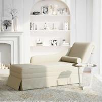 Chaise longue met bolster en rechterarmleuning fluweel crme - thumbnail
