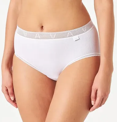 Hipster dames 3268 kant - Kanten dames onderbroek wit - Katoen
