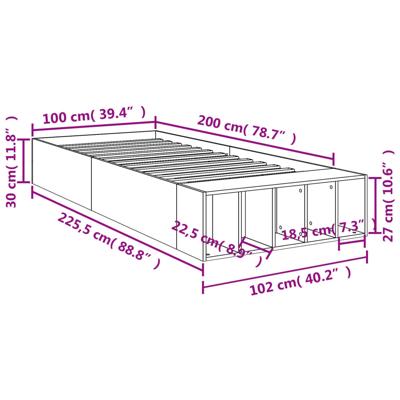 Bedframe bewerkt hout sonoma eikenkleurig 100x200 cm - thumbnail