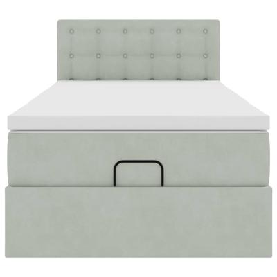 Ottoman bed met matras en LED's 100x200 cm fluweel lichtgrijs