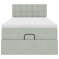 Ottoman bed met matras en LED's 100x200 cm fluweel lichtgrijs - thumbnail