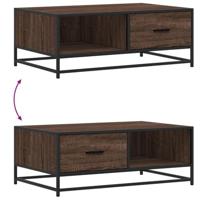 Salontafel 90x57x35 cm bewerkt hout en metaal bruin eikenkleur - thumbnail