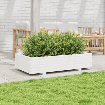 VidaXL Plantenbak 110x60x26,5 cm massief grenenhout wit VidaXL Plantenbak 110x60x26,5 cm massief grenenhout wit