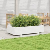 Plantenbak 110x60x26,5 cm massief grenenhout wit - thumbnail