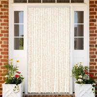 VidaXL Vliegengordijn 100x230 cm chenille beige en wit - thumbnail