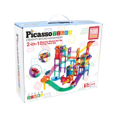 Selecta Picassotiles marble run and race track - magnetische bouwtegels - 108dlg.