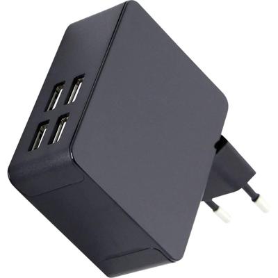 HN Power HNP36-4USB USB-oplader 36 W 4x USB-A Zwart Binnen