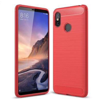 Geborsteld textuur Carbon Fiber schokbestendig TPU Case voor Xiaomi mi Max 3 (rood)