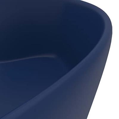 VidaXL Wastafel met overloop 36x13 cm keramiek mat donkerblauw