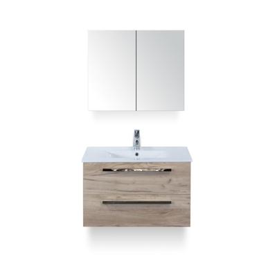 Seville Badmeubelset 80 cm - Craft Oak - Keramische Wastafel Wit Enjoy - met Spiegelkast